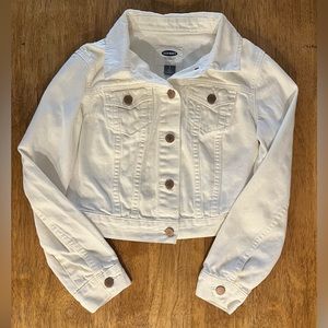 Old Navy White Cropped Denim Jacket, women’s petite small